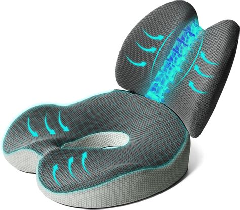 2 in 1 Seat Cushion and Lumbar Support Pillow, Ergonomic Memory Foam ...