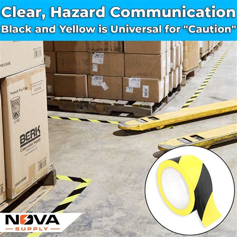 Single Roll of Ultra-Adhesive, Black & Yellow Hazard Tape for Floor ...