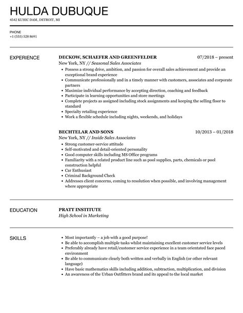 Sales Associates Resume Samples | Velvet Jobs