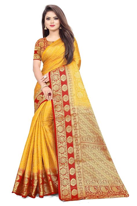 Buy BHOJALRAM CREATION Embellished Flower Mango Cotton Silk Saree ...