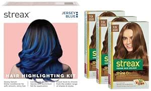 Streax Cream Hair Color for Unisex, 120ml - 7.3 Golden Blonde (Pack of ...