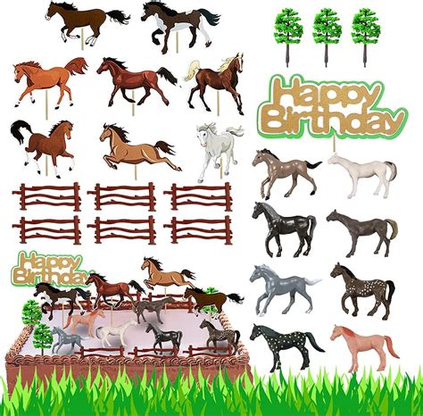 42PCS Horse Toppers Kit with Happy Birthday Cake India | Ubuy