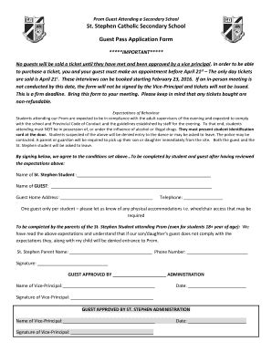 Fillable Online sscss Guest Pass Application Form 2016 - St. Stephen ...
