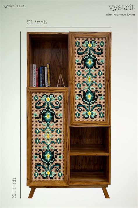 Wooden Book Cabinet with Art – Vystrit Designs