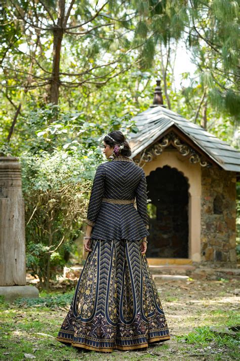 Shop Black Raw Silk Floral Print Fusion Lehenga Choli Set With Attached ...