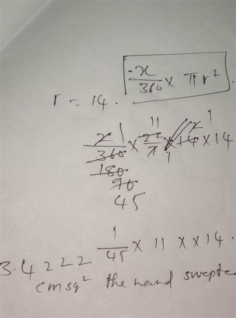 the length of the minute hand of a clock is 14 cm find the area swept ...