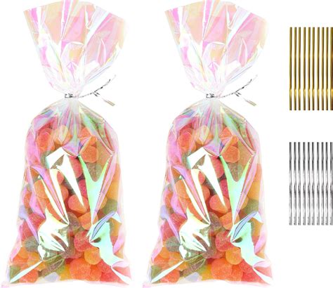 Amazon.com: Cherodada Cellophane Treat Bags, 4x6 Inch Iridescent ...