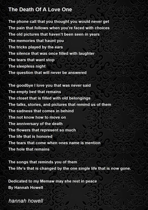 Death Of A Loved One Poems
