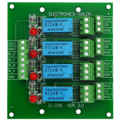Electronics-Salon 4 DPDT Signal Relay Module Board, DC 24V Version, for ...