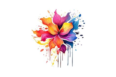 New creative floral watercolor vector splash flower design | Premium AI ...