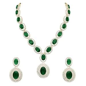 Buy I Jewels Stylish Design Crystal Diamond Necklace & Earrings ...