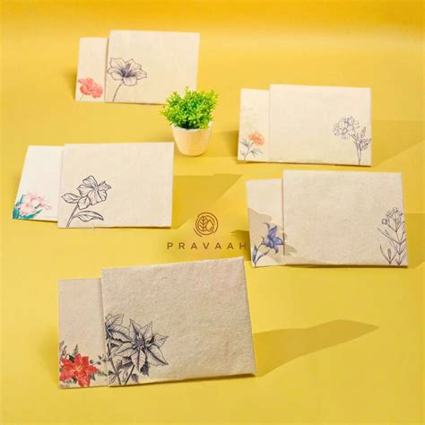 Hemp Paper Note Cards | Set 5 Envelopes | Uttarakhand, Samudra & Pushp ...