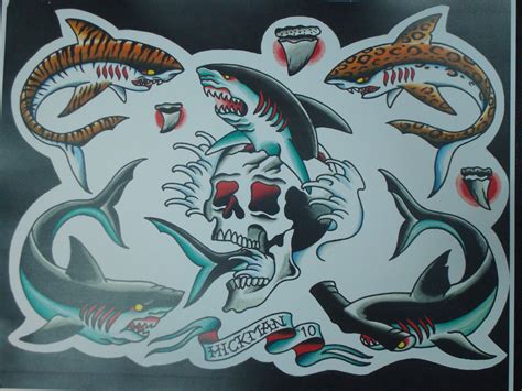 American Traditional Shark Tattoo Flash - Tattoo Style Trends