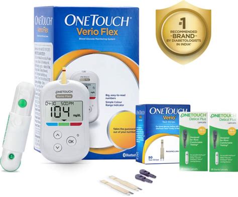 OneTouch Verio Flex Blood Glucose Monitor with 50's Verio strips with ...