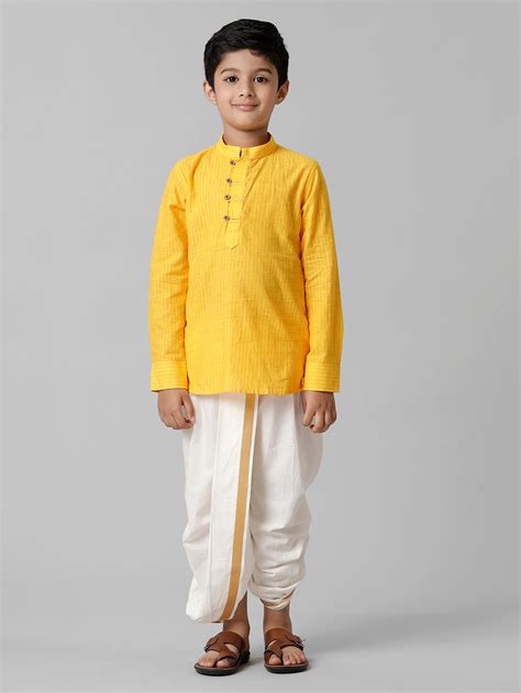 Buy Boys Silk Cotton Dhoti Set | Kids Full White Shirt | Ramraj Cotton