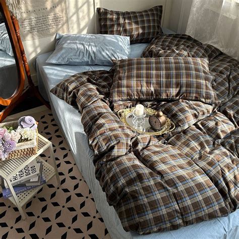 Vintage Brown Plaid Bedding Set in 2025 | Plaid bedding sets, Plaid ...
