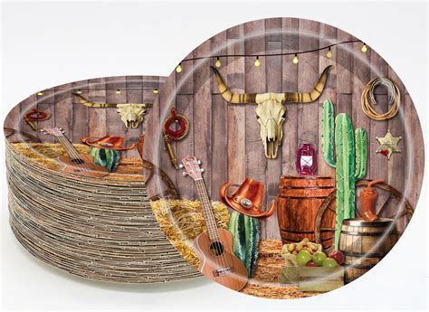 Amazon.com: Hqyybf Cowboy Birthday Party Supplies, 20 Plates and 20 ...