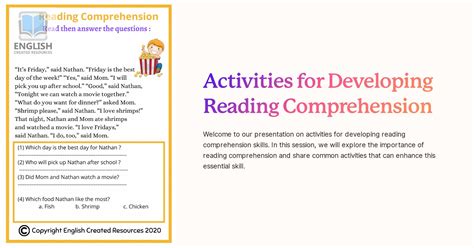 Activities for Developing Reading Comprehension