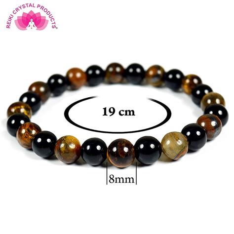 Tiger Eye Bracelet with Black Tourmaline Stone Combination 8 mm Beads ...