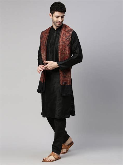 Men Zarif-e-Kashmir Woven Design Shawl (SIZE: 101x203 CM, Black Color)