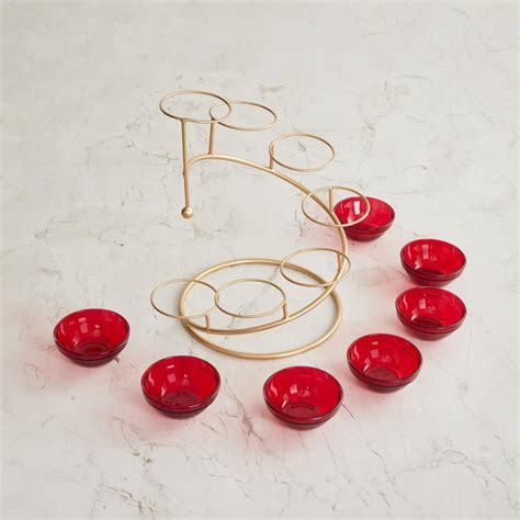 Buy Ananta Red Metal T-Light Holder with Stand - Set of 7 from Home ...