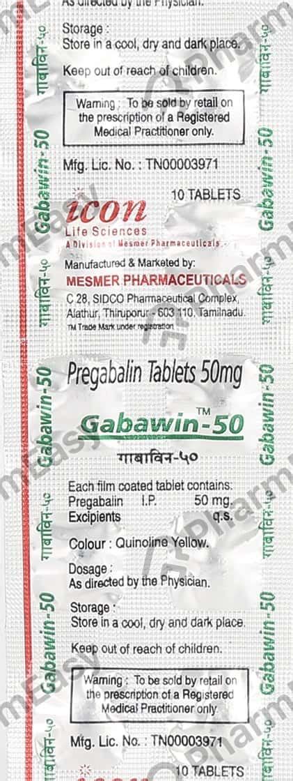 Buy Gabafix 50 MG Tablet (10) Online at Flat 15% OFF | PharmEasy