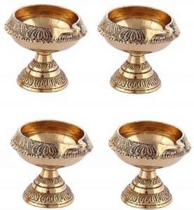 Heaven Decor Kuber Deepak Diya Oil Lamp For Puja Brass (Pack of 4 ...