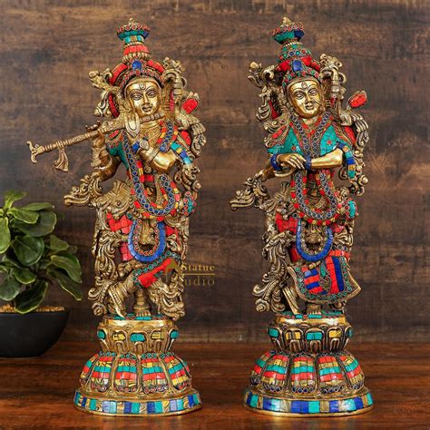 Brass Radha Krishna Idol Home Garden Dacor Temple Dacorative Gift ...