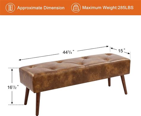 Buy Furniliving 44 Inch Tufted Ottoman Bench, Leather Footrest Stool ...