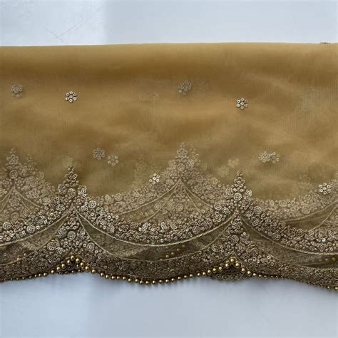 Gold Sequin Zari Scalloped Net Dupatta – anokherang