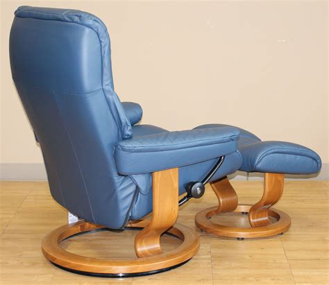 Stressless Mayfair Paloma Oxford Blue Leather Recliner Chair and ...