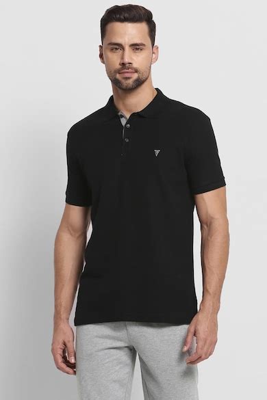 Buy Men Black Solid Polo Neck T-Shirts Online - 432231 | Van Heusen