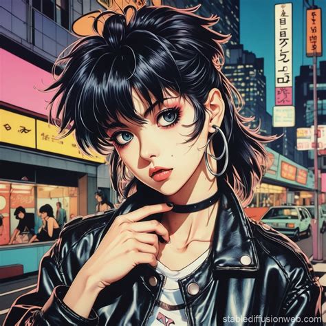 Retro 80's Anime Punk City | Stable Diffusion Online