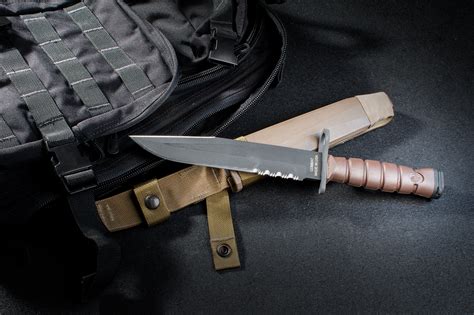 Ontario OKC3S Khaki Brown USMC Bayonet 8" Blade and Scabbard (6504 ...