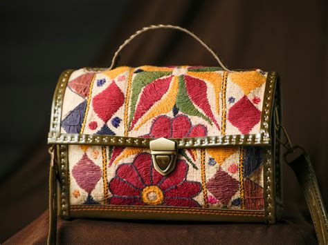 100% Pure Boho Chic Leather Banjara Embroidered Sling Bag – Punarnawa ...