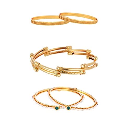 Buy Zeneme Jewellery Combo Of Designer Victoria Bangles, Pearls Bangles ...