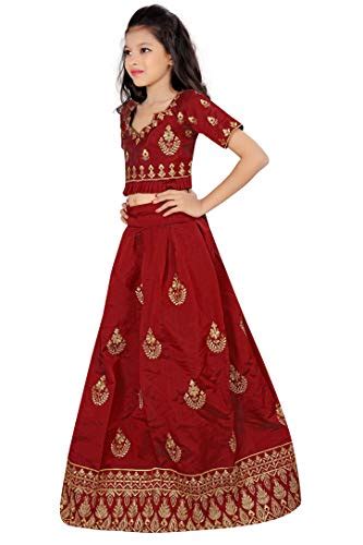 Buy Sitaram Creation Girl's Silk Semi-stitched Lehenga Choli and ...