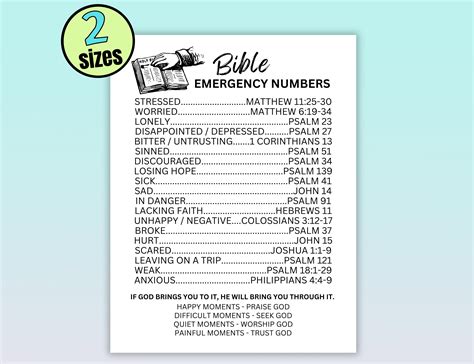 Bible Emergency Numbers Printable, Emergency Bible Verses, Scripture ...
