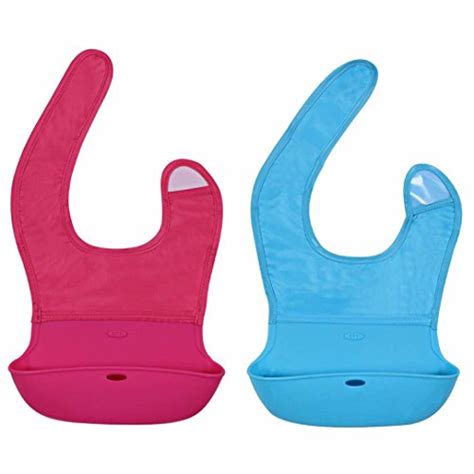 Waterproof Silicone Roll-up Baby Feeding Bibs with Crumb Catcher, Food ...