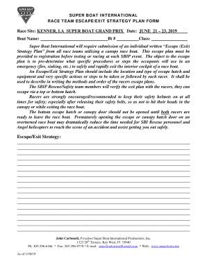 Fillable Online SUPER BOAT INTERNATIONAL RACE TEAM ESCAPE/EXIT STRATEGY ...