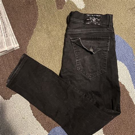 True Religion Jeans Black jeans skinny fit, nice... - Depop