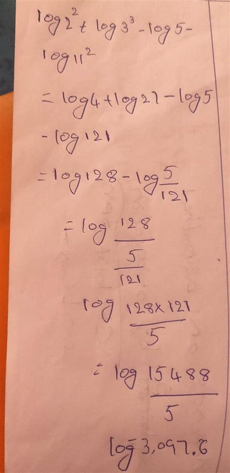 2log 2+3log3-log5-2log11= - Brainly.in