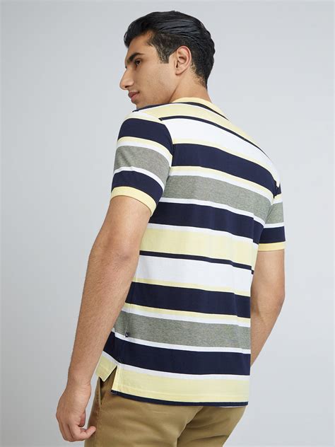 Parx Men Yellow Yarn Dyed Regular Fit Half Sleeve Polo Neck T-Shirt ...