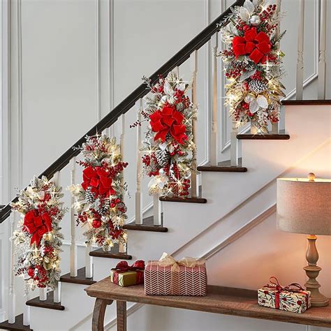 Christmas Decorations Christmas Wreaths Xmas Swags with Lights Cordless ...