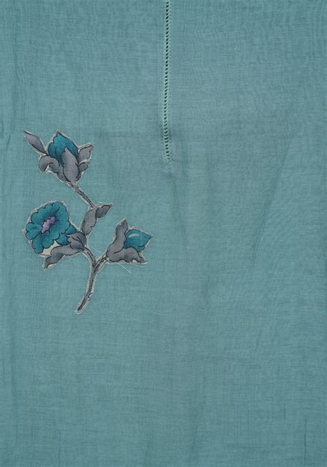 Blue Unstitched Malai Chanderi Salwar Set with Applique Work|Desically ...