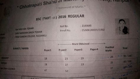 Chhatrapati Shahu Ji Maharaj University [Csjm] — enrollment number not ...