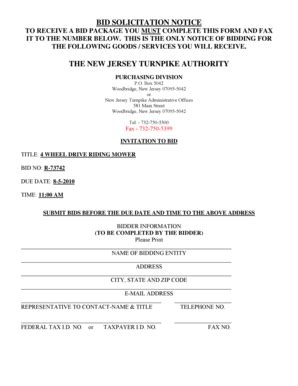 Fillable Online state nj Bid solicitation notice the new jersey ...