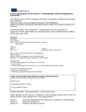 Erasmus+ Traineeship Grant Agreement - Blank Fillable Template | Fill ...