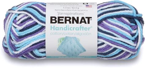 Buy Bernat Handicrafter Cotton Ombre Yarn, 1.5 oz, Gauge 4 Medium, 100% ...