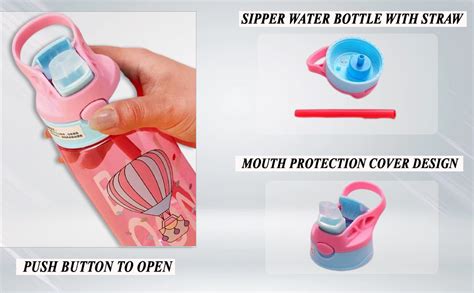 KAVANA Tritan Plastic Cute Water Bottle with Sipper, BPA Free Sipper ...